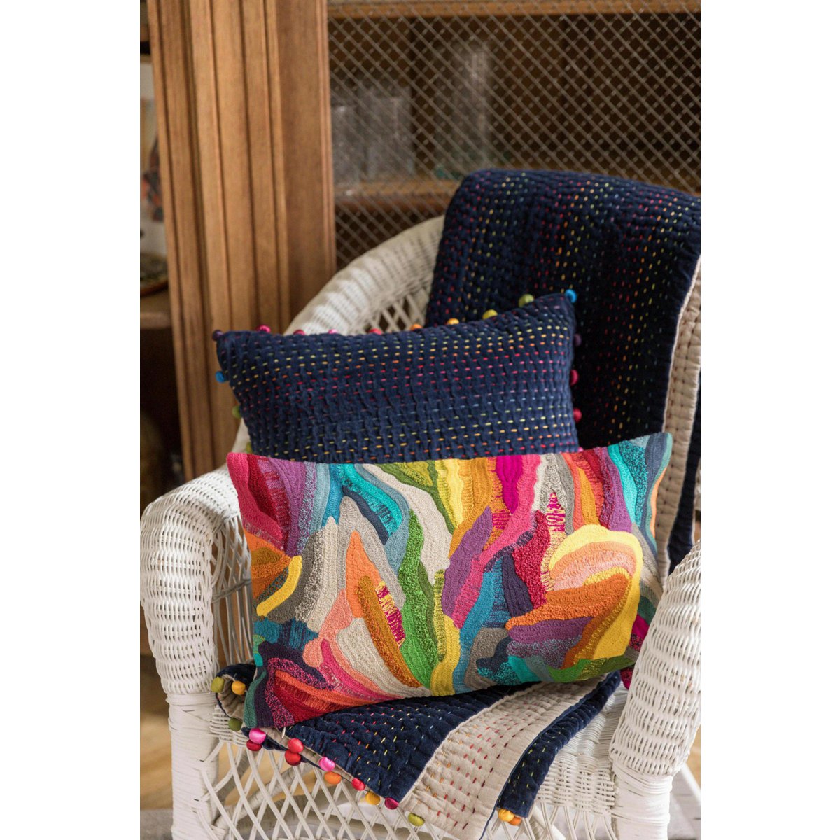Coussin brodé Betty Multico 30 x 50