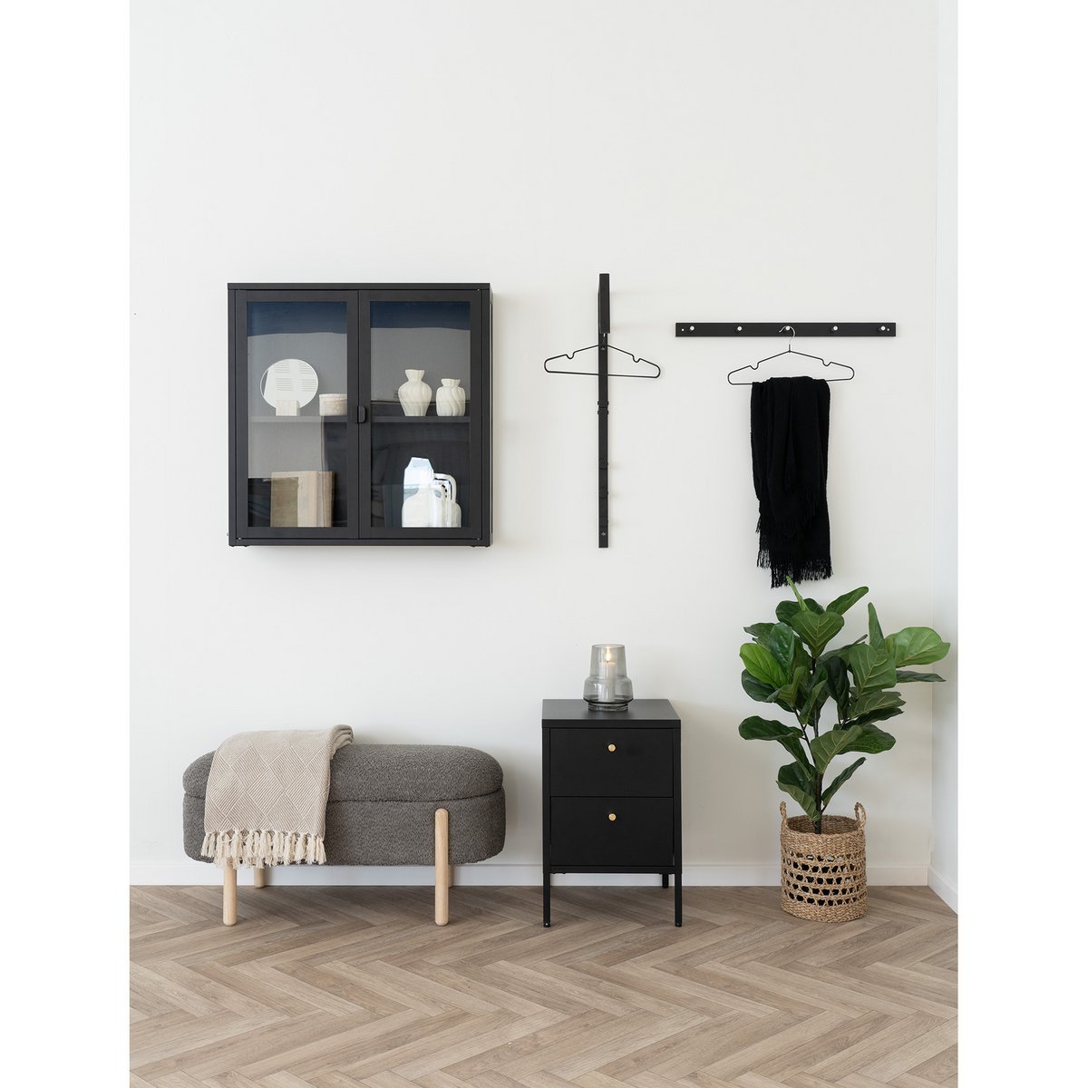 Banc Branca - Marron/Naturel, Polyester/Mousse/Contreplaqué, 98x41x48 cm