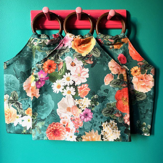 Sac Luna-Leena fleur vert - coton - fait main au Népal