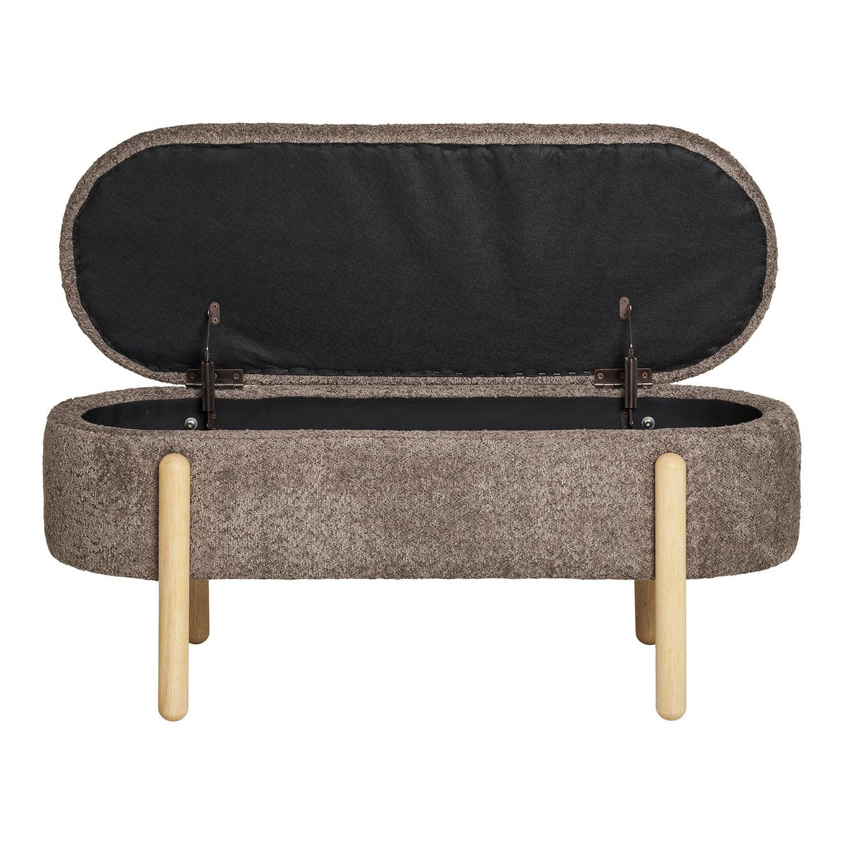 Banc Branca - Marron/Naturel, Polyester/Mousse/Contreplaqué, 98x41x48 cm