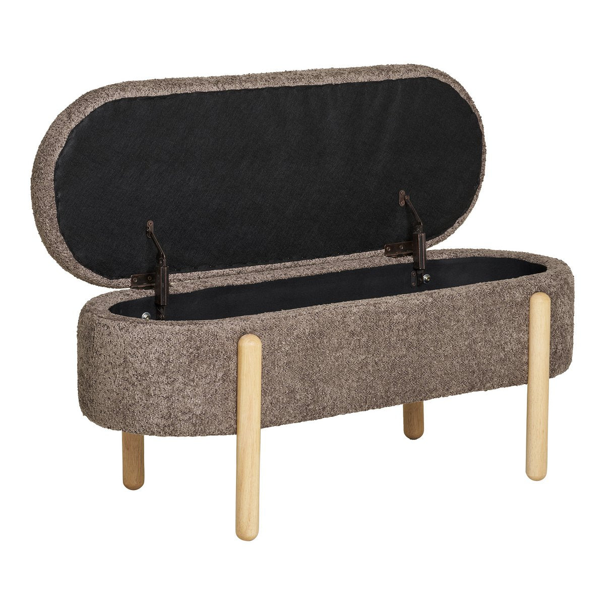 Banc Branca - Marron/Naturel, Polyester/Mousse/Contreplaqué, 98x41x48 cm