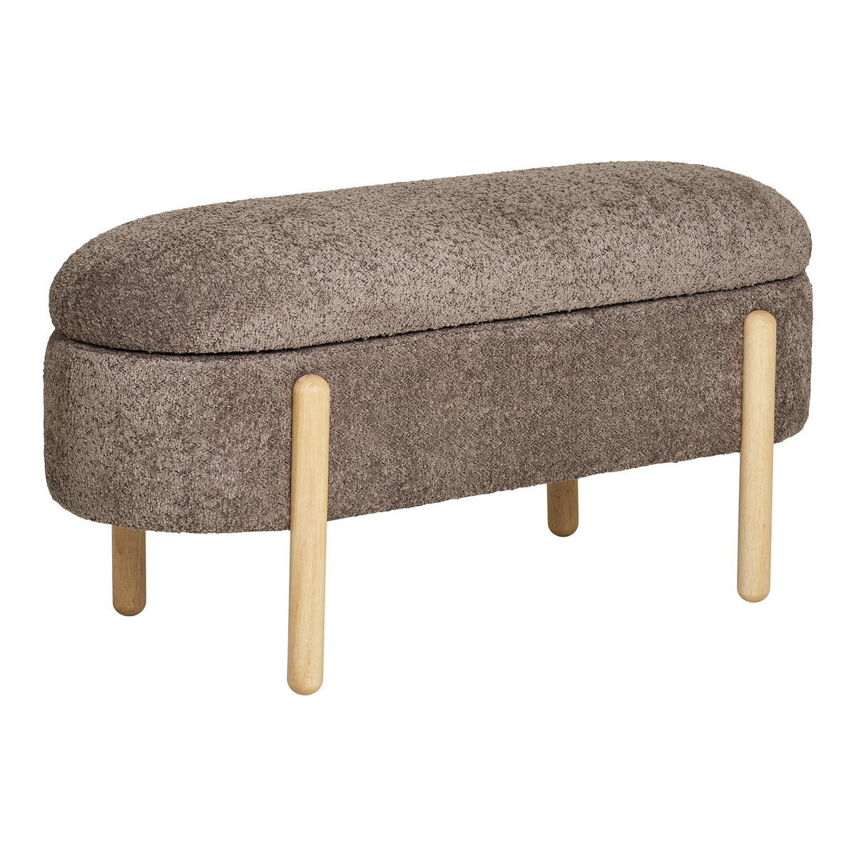 Banc Branca - Marron/Naturel, Polyester/Mousse/Contreplaqué, 98x41x48 cm
