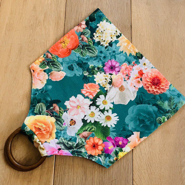 Sac Luna-Leena fleur vert - coton - fait main au Népal