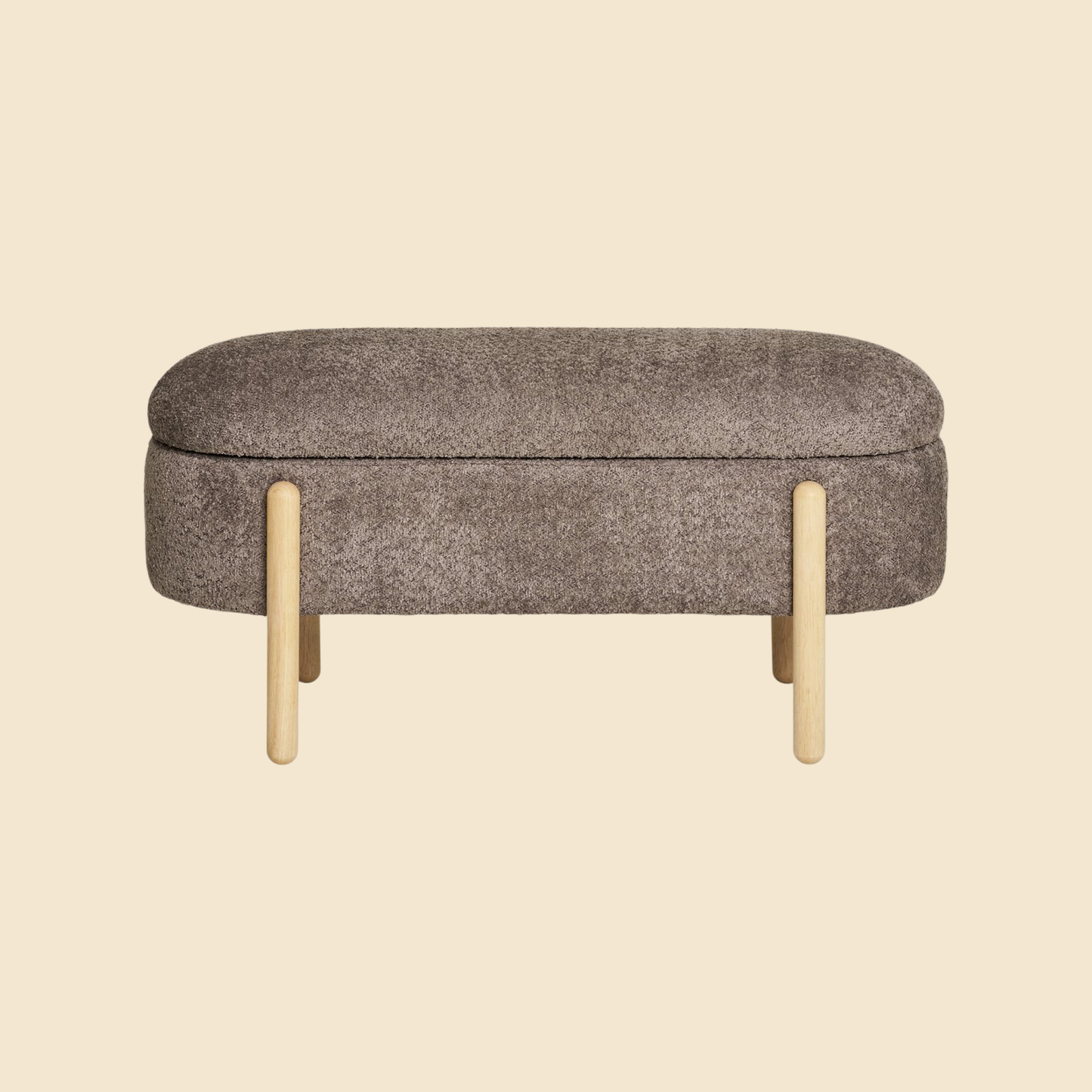 Banc Branca - Marron/Naturel, Polyester/Mousse/Contreplaqué, 98x41x48 cm
