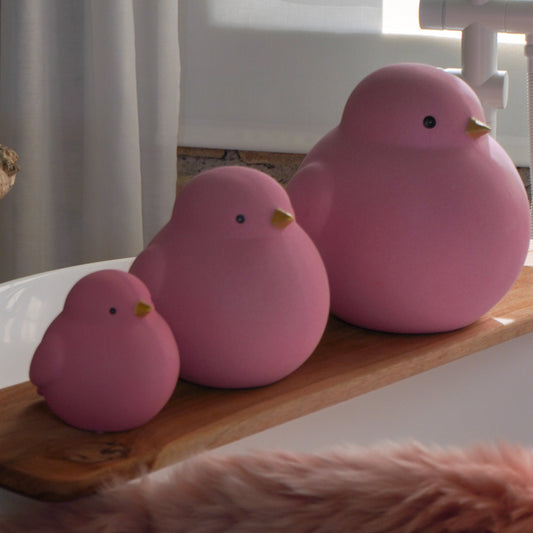 Trio “Trois à Trois” – Oiseaux en céramique rose