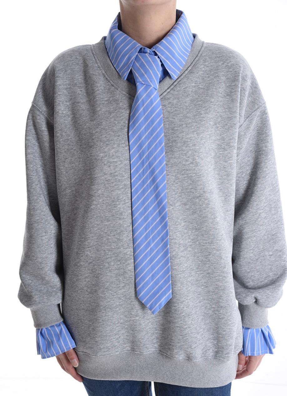 Sweat-shirt en coton avec col cravate