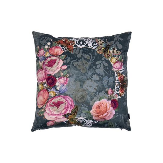 Coussin velours brodé - "JARDIN SECRET"
